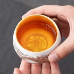 Golden Dragon Gilded Yangzhi Jade Porcelain Tea Cup
