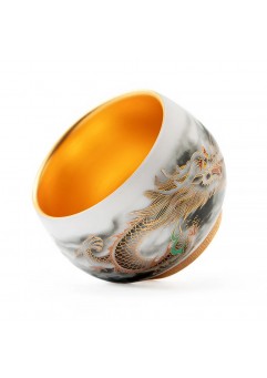 Golden Dragon Gilded Yangzhi Jade Porcelain Tea Cup