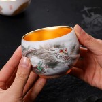 Golden Dragon Gilded Yangzhi Jade Porcelain Tea Cup