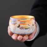 Golden Crane Porcelain Tea Cup